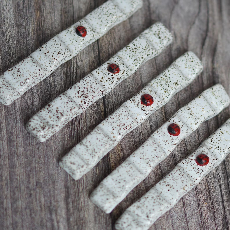 Handmade Ceramic Paint Brush Rest: Ladybug Artist Palette Accessory White - Ladybug