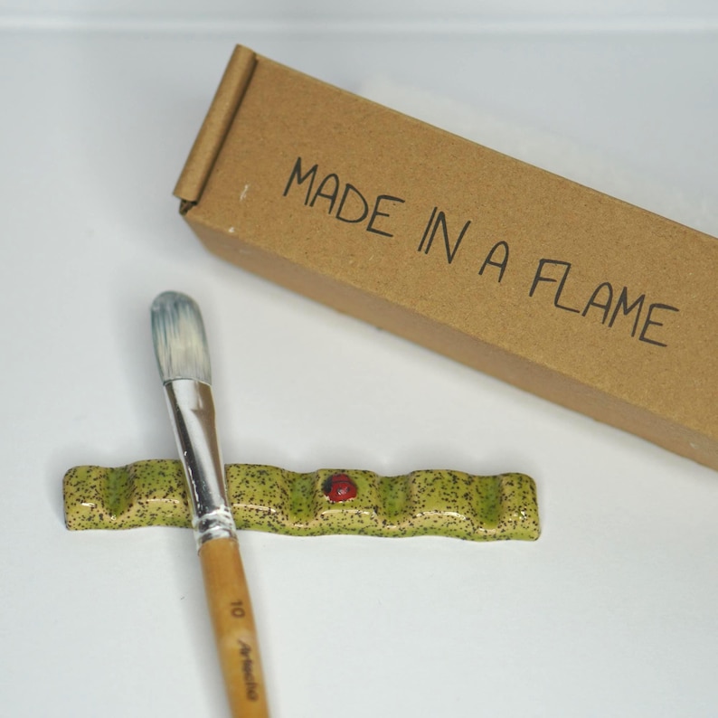 Handmade Ceramic Paint Brush Rest: Ladybug Artist Palette Accessory image 5