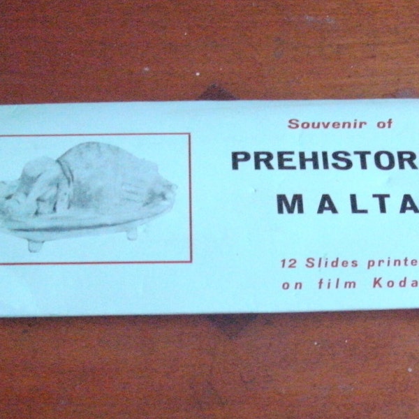 1970s/80s Kodak- "Souvenir of Prehistoric Malta"-12 individual REAL COLOUR PHOTO slides in plastic folder & cardboard cover/One owner.Excel.