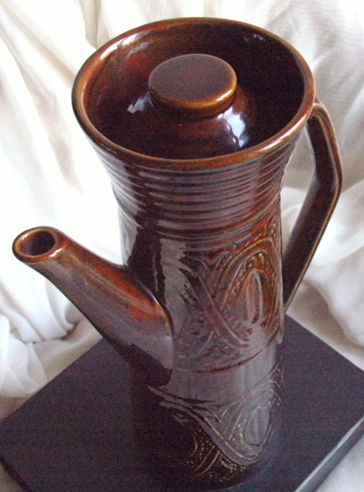 1970 Inutilisé - Saxe Ellgreave-Vtg. Grande Cafetière Brune Vitrée- Couleur Excentrique en Raison de