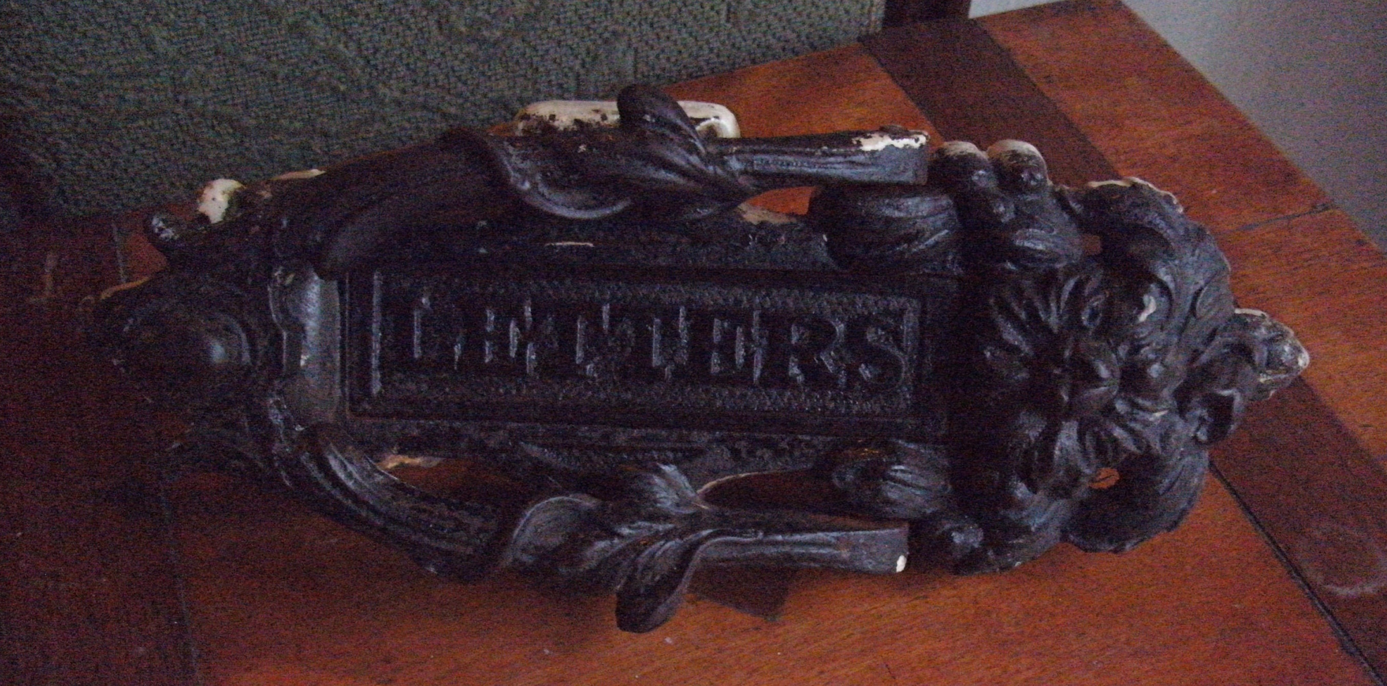 C19 Victorian Original, Antique V.ornate, Combinaison en Fonte Door Knocker et Boîte Aux Lettres Est