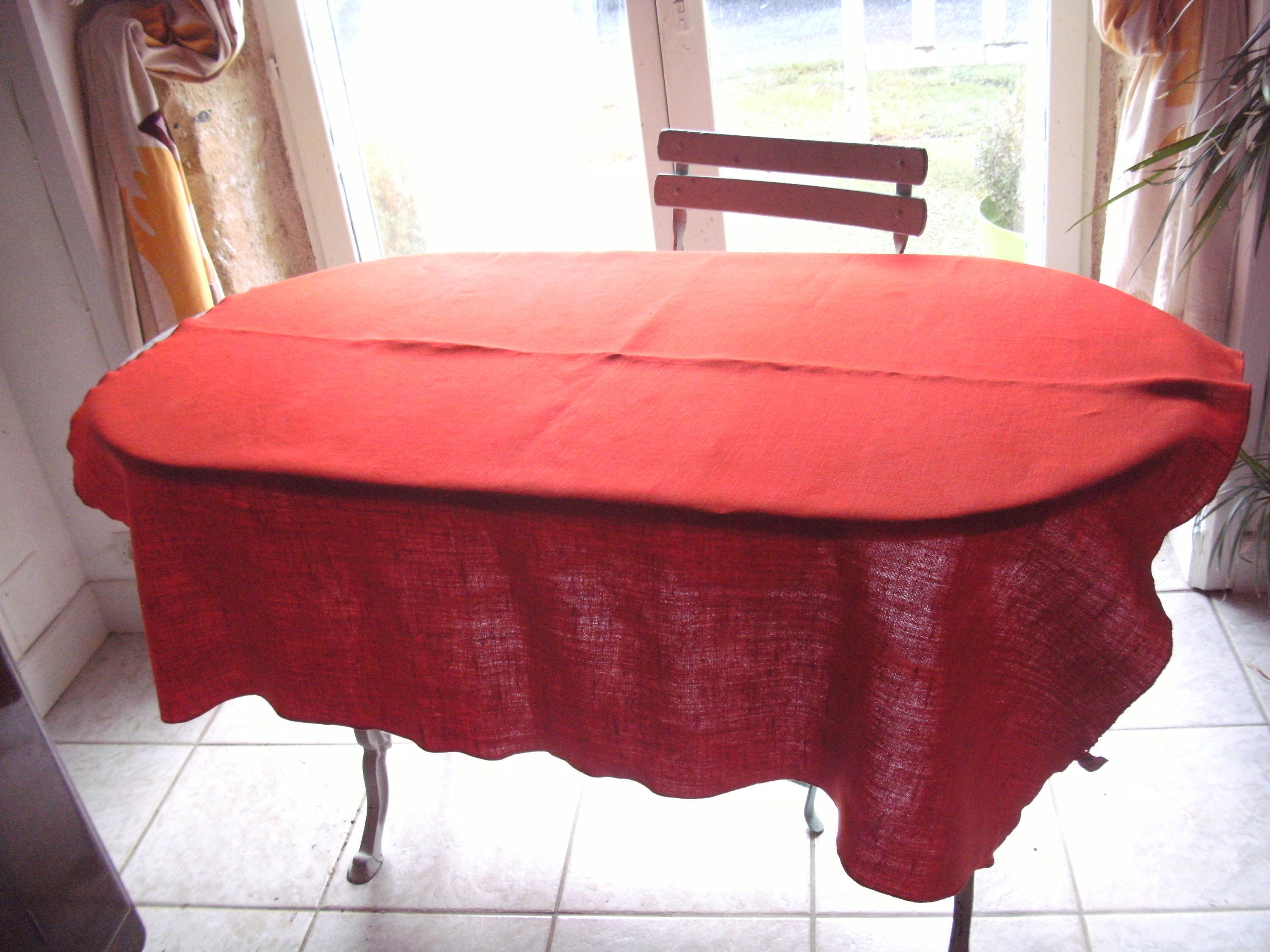 Années 1960-Moygashel | Reg'dAvec Étiquette - Pure Irish Linen-Gorgeous Qualité Rouge Vif Grande Nap