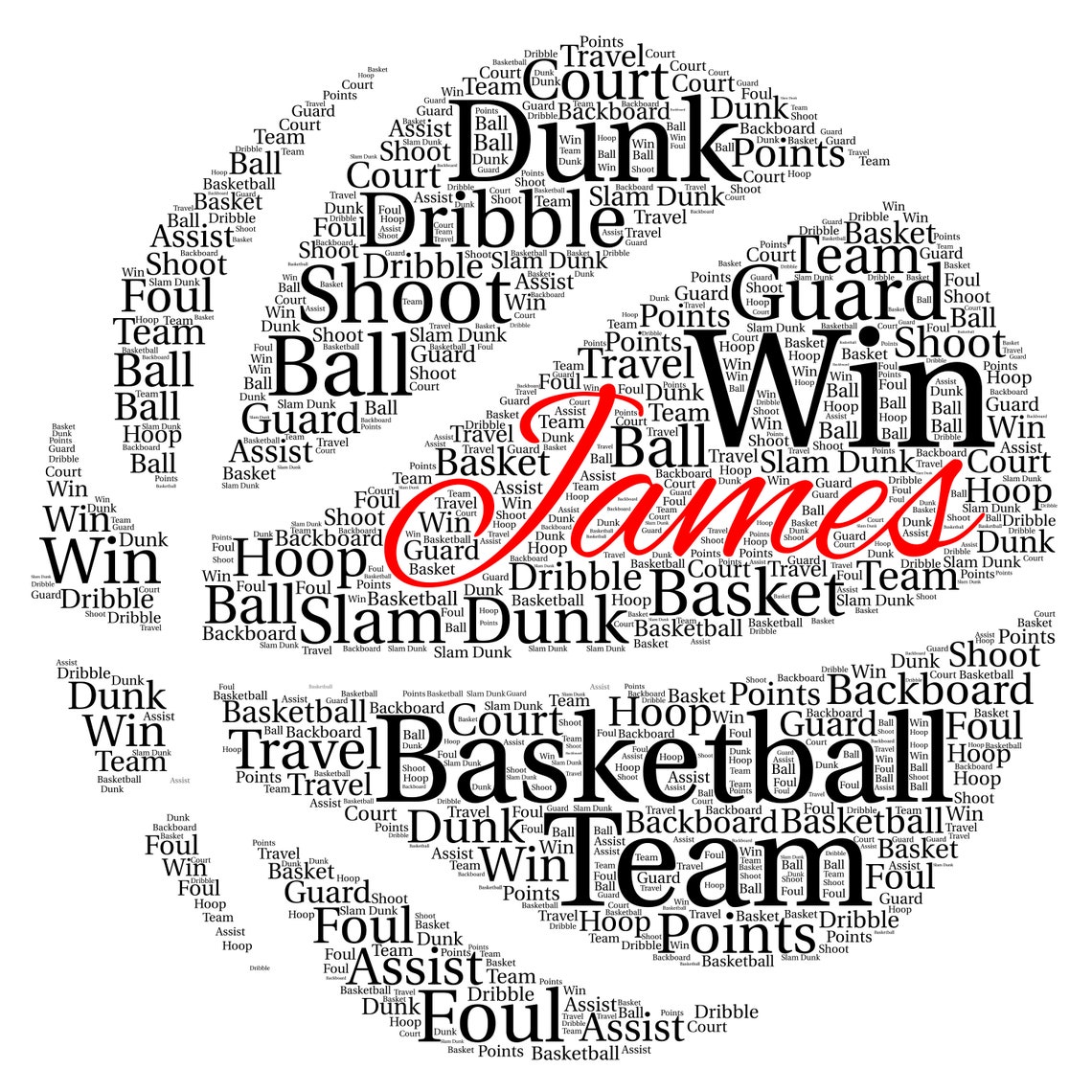 Personalised Basketball Word Art Gift Team Presentation Wall Etsy