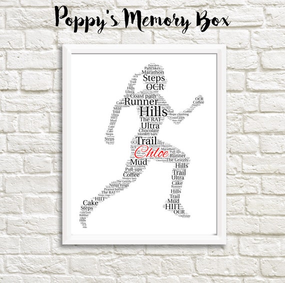 Friend Gift PERSONALISED WORD ART Man daughter Boy Runner Athlete Jogger