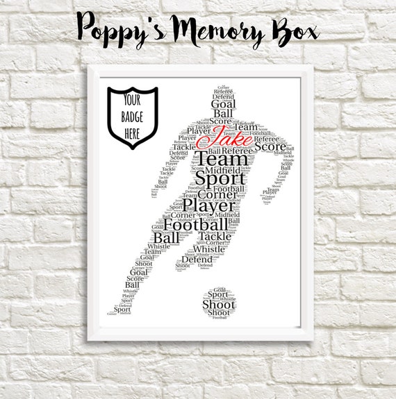 Christmas Birthday Gift Print Any Team Any Colour Football Shirt Word Art