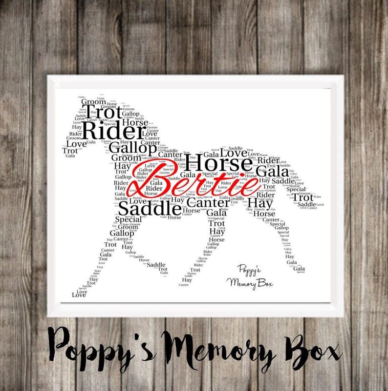 Personalised Horse Print Horse Word Art Horse Rider Gift | Etsy