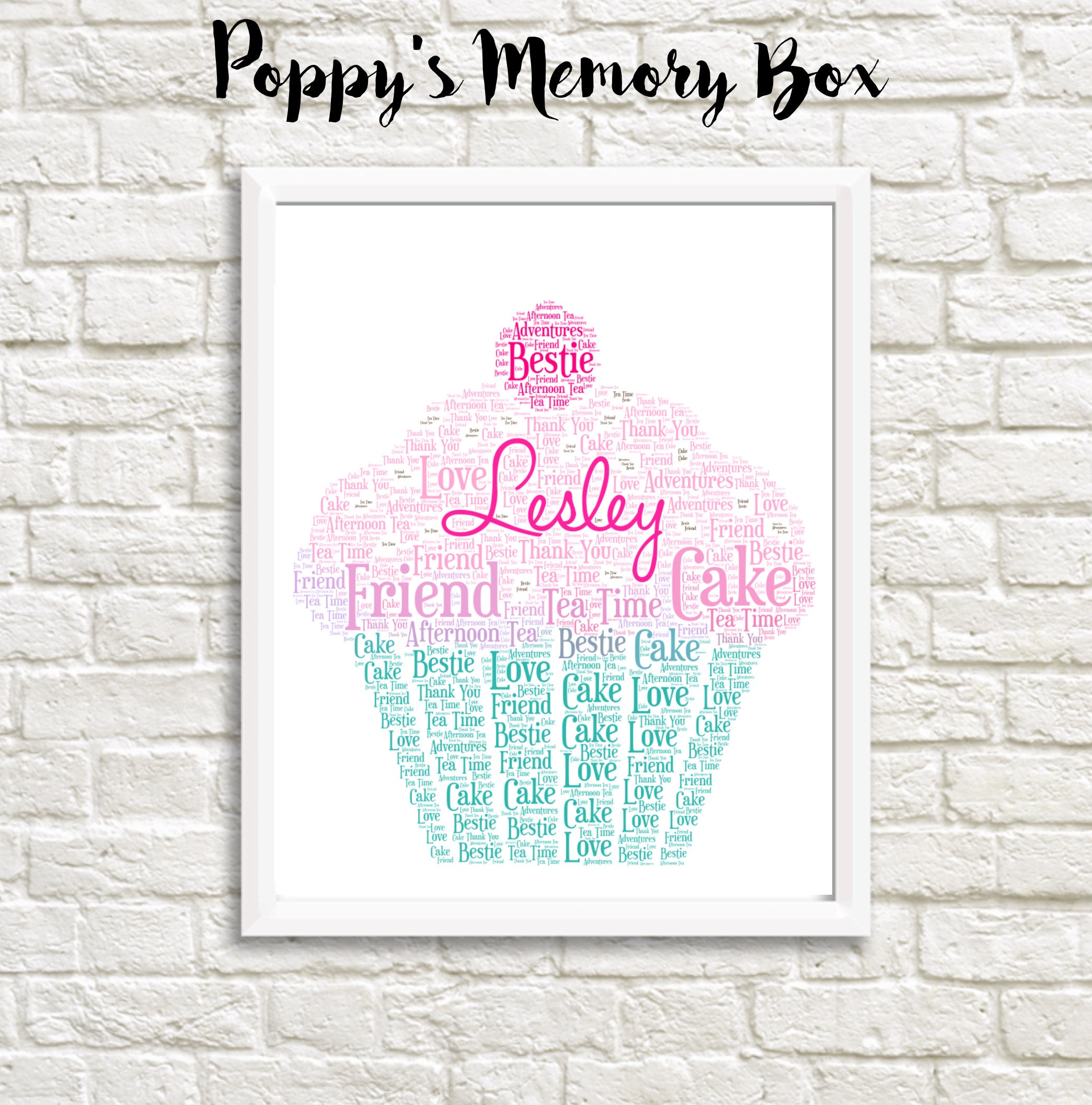 Personalised Cupcake Word Art Teachers Gift Cake Maker Wall Etsy UK