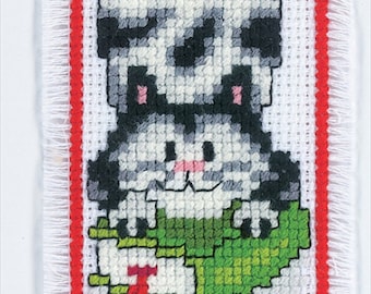 Vervaco Black and White Cat Counted Cross Stitch Bookmark Kit