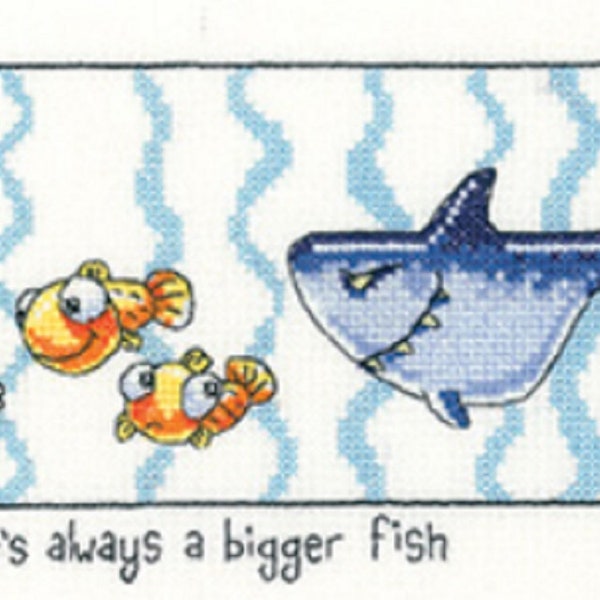 Heritage Crafts - Always a bigger fish Cross Stitch Kit designed by Peter Underhill