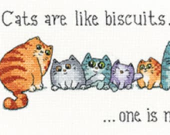 Heritage Crafts - Cats and Biscuits Counted Cross Stitch Kit designed by Peter Underhill