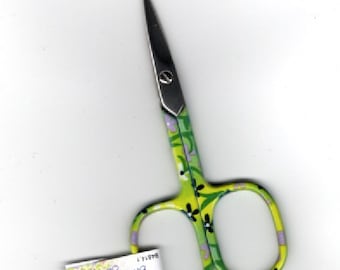 Floral Embroidery Scissors - Green/Yellow - 9.5cm (3.75") -