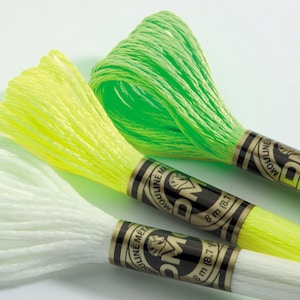 DMC Light Effects Thread - set of 3 skeins - Glow in the Dark and Fluorescents
