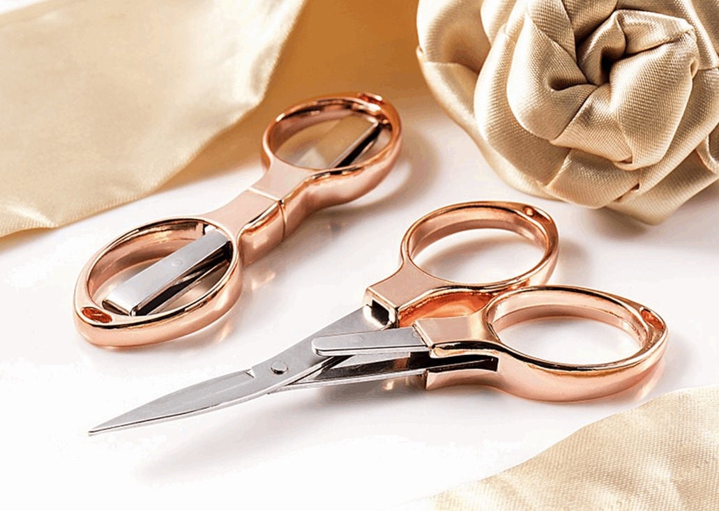Hemline Rose Gold Folding Scissors 10cm 3.9 