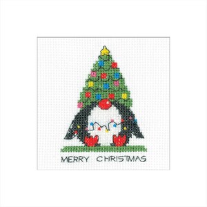 Heritage Crafts - Pingouin - Kit de cartes de Noël au point de croix par Kirsten Roche