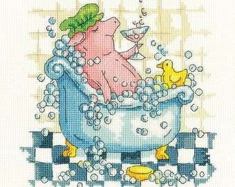Heritage Crafts - Hogwash - Pigs Counted Cross Stitch Kit from the Karen Carter Collection