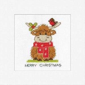 Heritage Crafts - Kit de cartes de Noël au point de croix compté écharpe Highland par Kirsten Roche