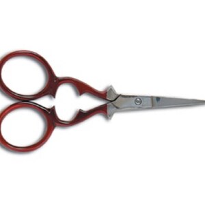 Hemline Victorian Style Embroidery Scissors - Red - approx 9.5cm/4&quot;