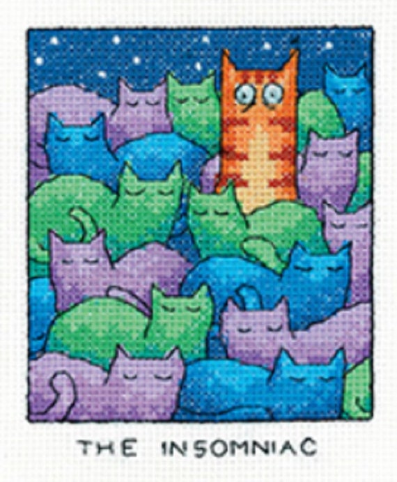 Heritage Crafts - Simply Heritage -  The Insomniac - Cats Cross Stitch Kit by Peter Underhill