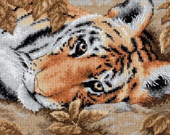 Dimensions Beguiling Tiger Counted Cross Stitch Kit - Gold Collection Petites