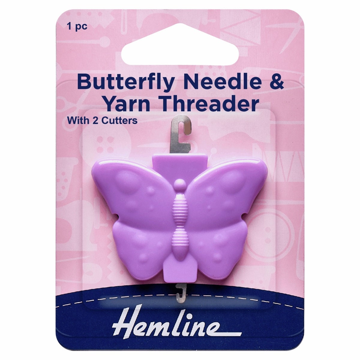 Hemline Butterfly Needle and Yarn Threader With 2 Cutters 
