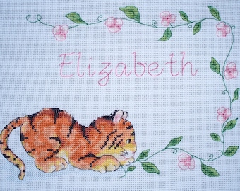 KL72 Toto the Tiger Birth Sampler Counted Cross Stitch Kit