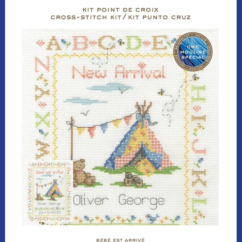 DMC BK1880 Bunny Baby Baby Birth Sampler Cross Stitch Kit Etsy