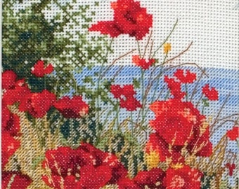 Anchor Clifftop Poppies View - Counted Cross Stitch Kit - From the Maia Collection