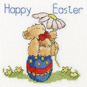 Kit de point de croix Bothy Threads XGC20 Easter Teddy par Margaret Sherry avec carte à trois volets