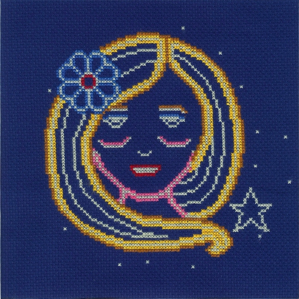 Gemini Zodiac Star Sign Needlepoint or Cross Stitch Kit, Emily Peacock main image 1