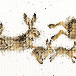 Bothy Threads XHD82 Wrendale Designs Spring In Your Step - Hannah Dale による Hares クロスステッチ キット