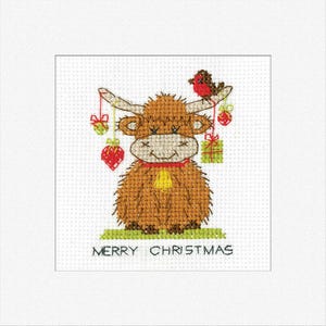 Heritage Crafts - Kit de cartes de Noël au point de croix Highland Heart par Kirsten Roche