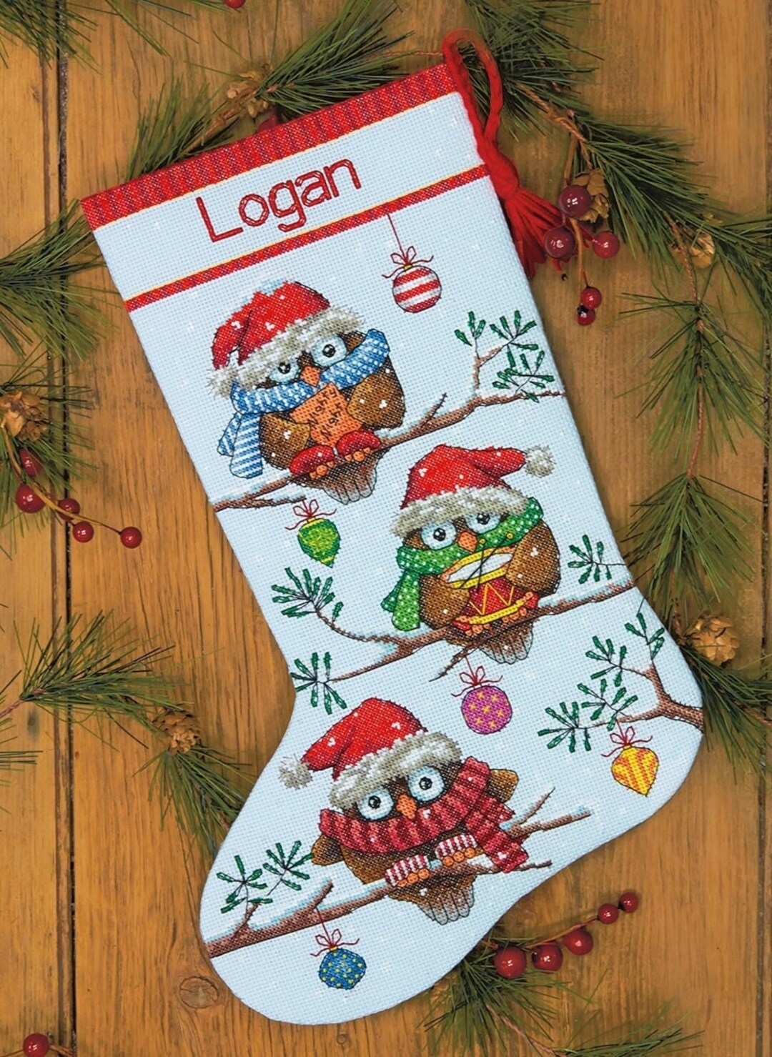 Dimensions Holiday Hooties Stocking Counted Cross Stitch Kit Designed by Julie Dobson Miner - Etsy