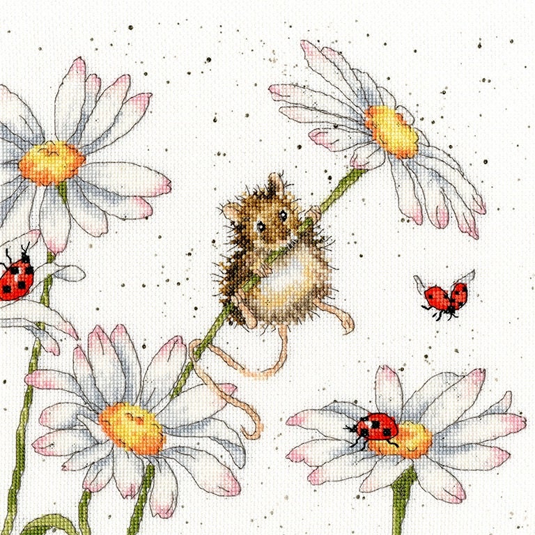 Kreuzstich-Set 'Mops' Von Wrendale Designs – 26x26 Cm, Inkl. Nadel, Garn & Anleitung