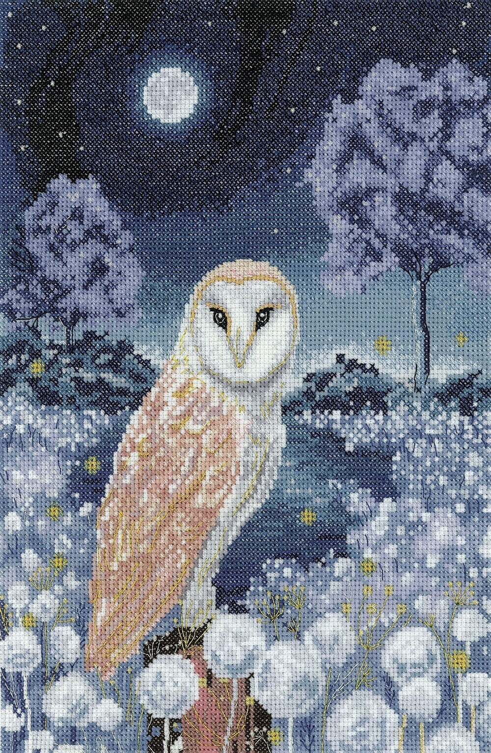 Heritage Crafts - Into the Night - Owl Counted Cross Stitch Kit by Elaine Serenum