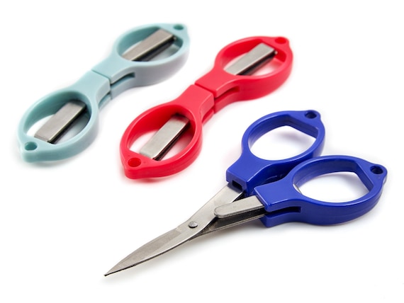 Hemline Compact Folding Scissors 10cm 3 7/8 Available in Blue, Red or Pale  Green 