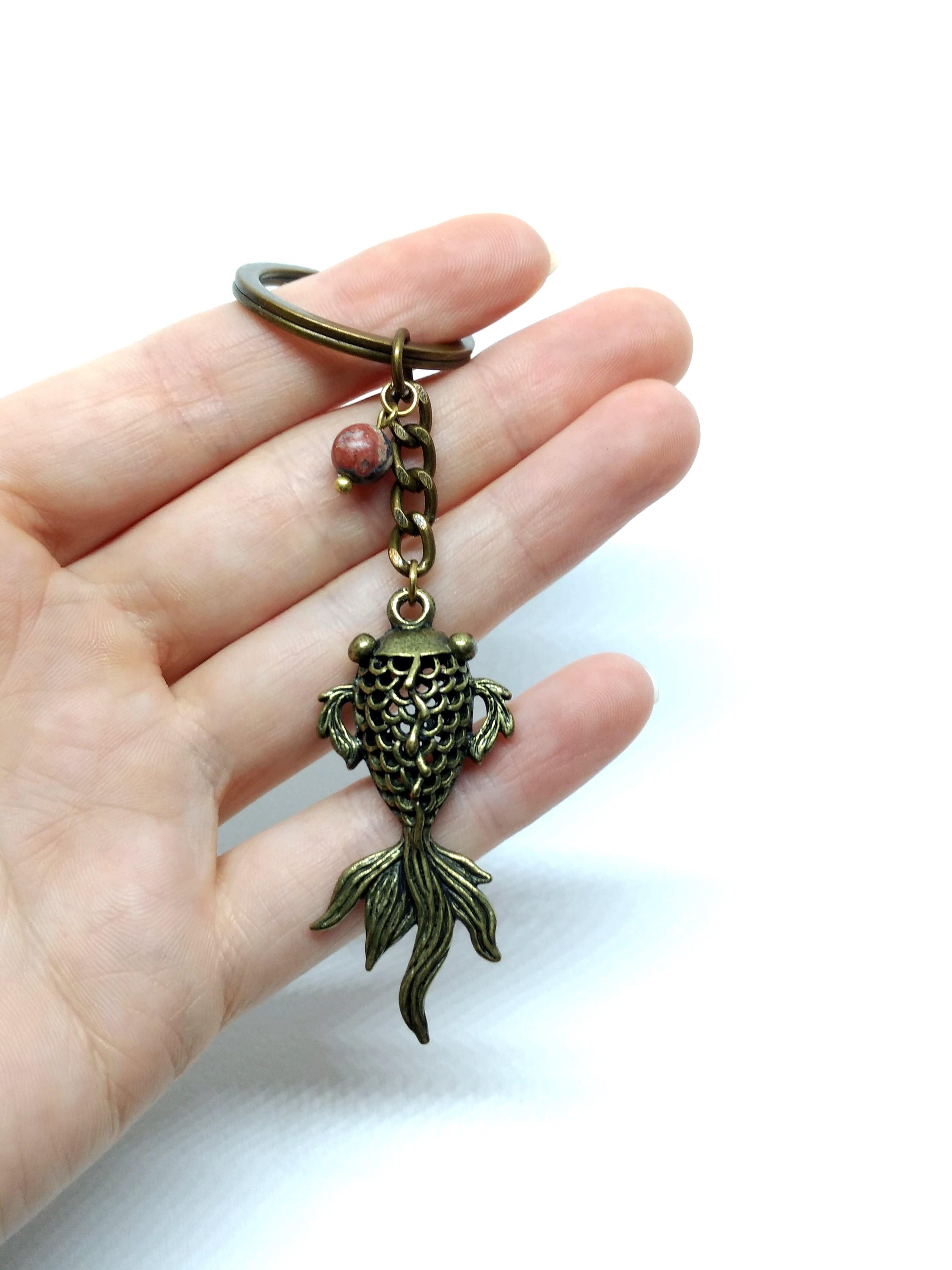Koï carp key chain bronze fish key ring hand bag jewelry Etsy