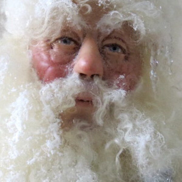 Santa Doll, ooak Old Man Winter Santa figurine, Handcrafted by artist Walt Carter