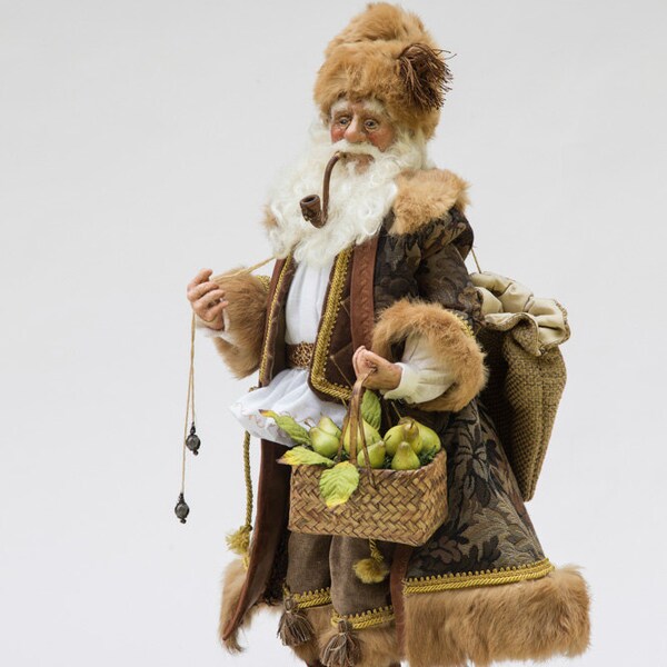 Pere Noel Santa Doll, "Pear" Noel,  OOAK Handcrafted