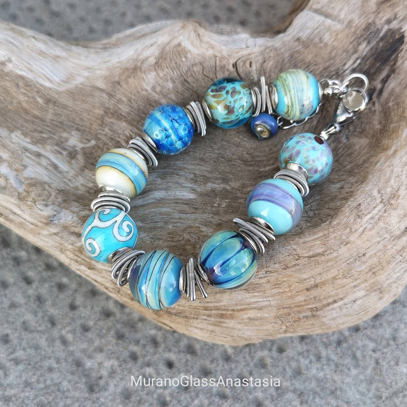 High Tide-3 Lampwork Bracelet - Etsy