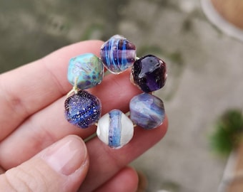 Lampwork Murano Glass Beads, Handmade Set of 6