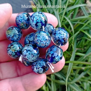Lot De 25 Perles En Verre Style Murano Turquoise Et Rose - 6 Mm Rondes Tchécoslovaquie
