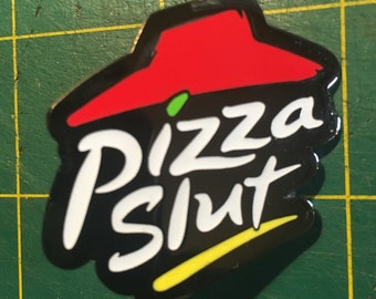 Pizza Slut Hat, Lapel Pin.