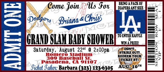 dodgers baby shower invitations