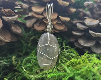 Black Moonstone Wire - Wrapped Pendant ~ tumbled gemstone pendant