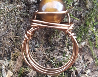 Tiger's Eye Wire - Wrapped Ring - Large