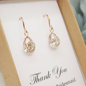 Teardrop Design with Round shape Crystal Earrings, Bridesmaid Jewelry Message Gift Box