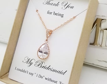 Teardrop Crystal bruidsmeisje ketting, bruidsmeisje sieraden cadeau, bruidsmeisje ketting cadeau