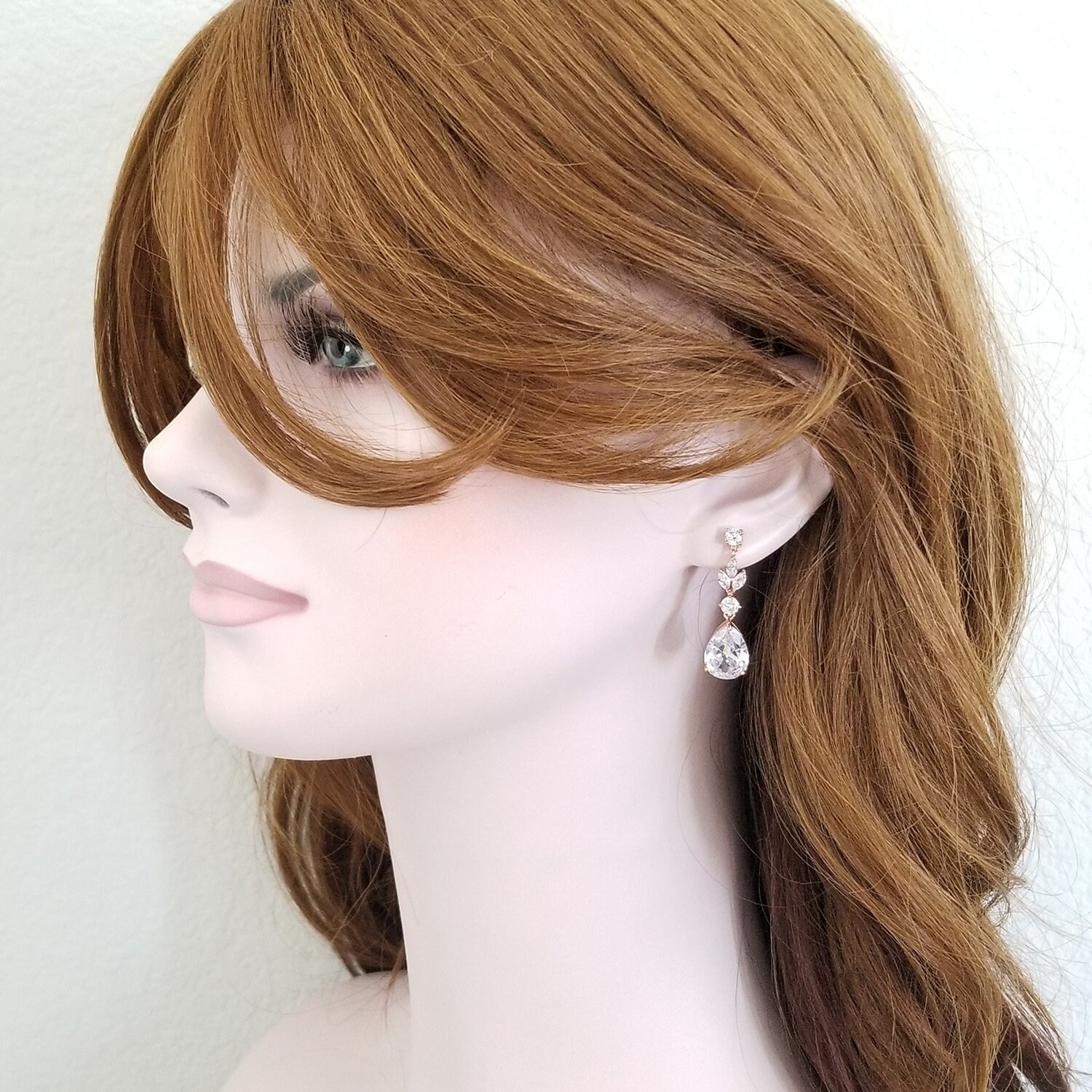 Orecchini Pendenti A Foglia Con Zirconia Cubica Per Donna - Argento, Oro, Blu E Rosso, Eleganti Per Sposa E Damigella