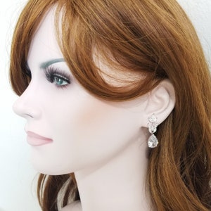 Romantic Teardrop with Long leaves Top Quality Cubic Zirconia Earrings, Bridesmaid earrings gift image 4