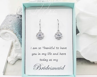Tiny Radiant dangle CZ Bridesmaid Earrings Gift, Special wedding Party Earrings